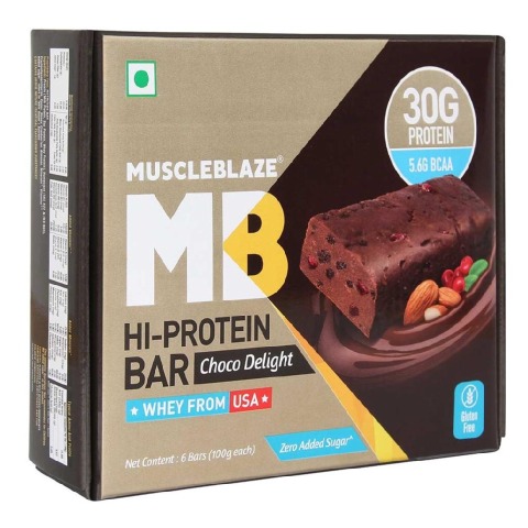 MuscleBlaze Hi-Protein Bar (30g Protein), 6 Piece(s)/Pack Choco Delight MuscleBlaze Hi-Protein Bar (30g Protein), 6 Piece(s)/Pack Choco Delight