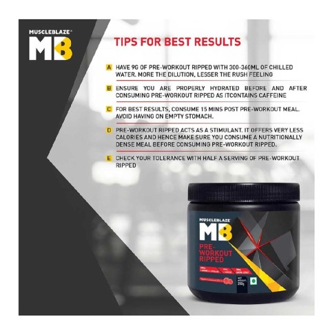 MuscleBlaze Pre Workout Ripped, 0.55 lb Raspberry Lemonade MuscleBlaze Pre Workout Ripped, 0.55 lb Raspberry Lemonade