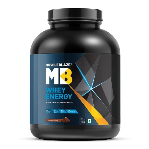 MuscleBlaze Whey Energy Protein Supplement Powder with Vitamins & Minerals, 4.4 lb 60 Servings (Chocolate) MuscleBlaze Whey Energy Protein Supplement Powder with Vitamins & Minerals, 4.4 lb 60 Servings (Chocolate)