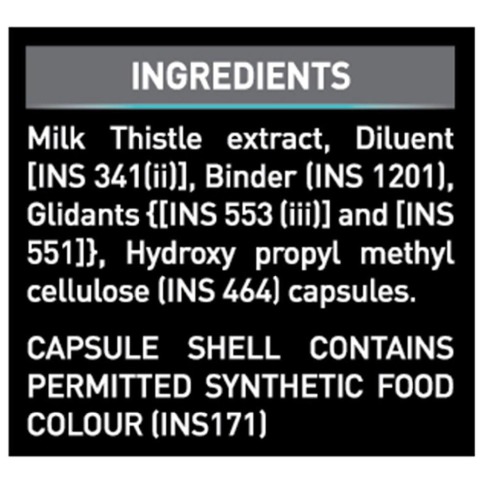 Ingredients - MuscleBlaze Milk Thistle, 60 capsules Unflavoured Ingredients - MuscleBlaze Milk Thistle, 60 capsules Unflavoured