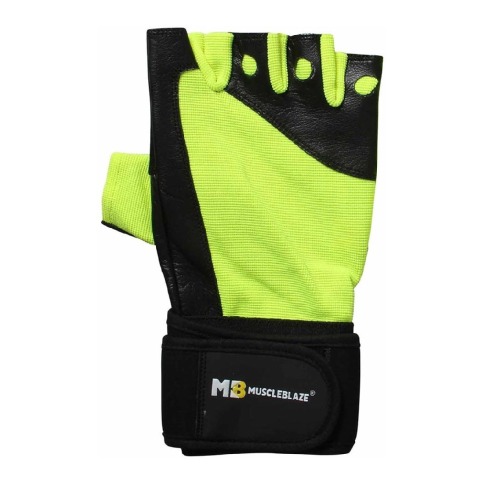 2 - MuscleBlaze Fitness Leather Gloves, Black & Green Medium 2 - MuscleBlaze Fitness Leather Gloves, Black & Green Medium