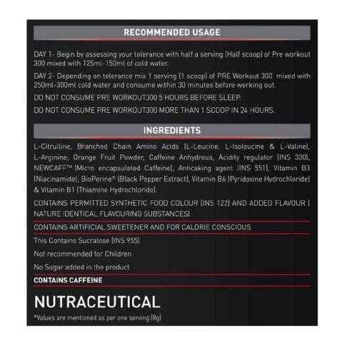 RecommendedUsage - MuscleBlaze PRE Workout 300, 0.55 lb Fruit Punch RecommendedUsage - MuscleBlaze PRE Workout 300, 0.55 lb Fruit Punch