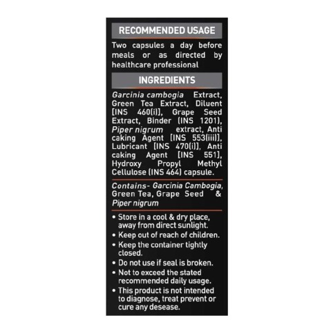 Ingredient - MuscleBlaze MB Burner with Garcinia Cambogia, 90 capsules Unflavoured Ingredient - MuscleBlaze MB Burner with Garcinia Cambogia, 90 capsules Unflavoured