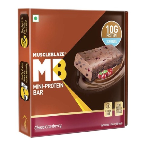 MuscleBlaze Mini-Protein Bar (10g Protein), 6 Piece(s)/Pack Choco Cranberry MuscleBlaze Mini-Protein Bar (10g Protein), 6 Piece(s)/Pack Choco Cranberry
