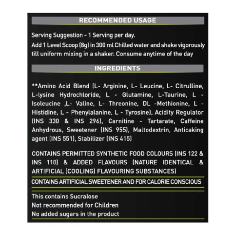 RecommendedUsage - MuscleBlaze Amino Charge, 0.55 lb Melon Twist RecommendedUsage - MuscleBlaze Amino Charge, 0.55 lb Melon Twist