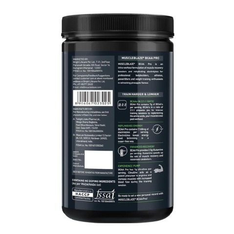 Manufactuerd - MuscleBlaze BCAA Pro Intra-workout with BCAA Electrolytes Citrulline Malate & Glutamine, 0.99 lb Pineapple Manufactuerd - MuscleBlaze BCAA Pro Intra-workout with BCAA Electrolytes Citrulline Malate & Glutamine, 0.99 lb Pineapple