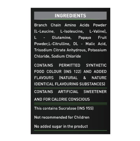 Ingredient - MuscleBlaze BCAA Pro Intra-workout with BCAA Electrolytes Citrulline Malate & Glutamine, 0.99 lb Fruit Splash Ingredient - MuscleBlaze BCAA Pro Intra-workout with BCAA Electrolytes Citrulline Malate & Glutamine, 0.99 lb Fruit Splash