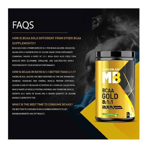 Faqs - MuscleBlaze BCAA Gold, 0.99 lb Green Apple Faqs - MuscleBlaze BCAA Gold, 0.99 lb Green Apple