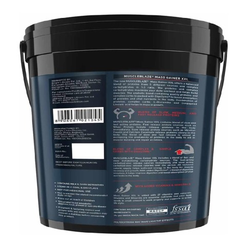 NBenefit - MuscleBlaze Mass Gainer XXL with Complex Carbs and Proteins in 3:1 ratio, 11 lb Chocolate NBenefit - MuscleBlaze Mass Gainer XXL with Complex Carbs and Proteins in 3:1 ratio, 11 lb Chocolate
