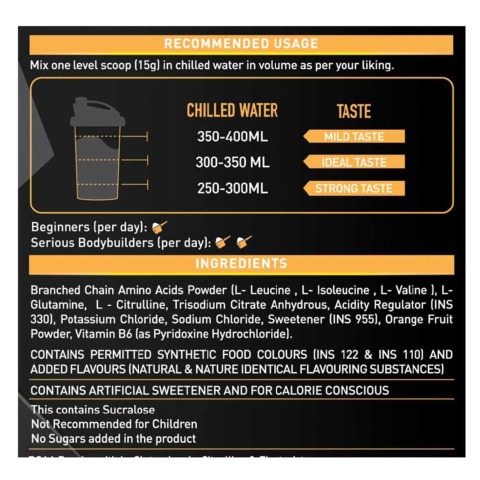 RecommendedUsage - MuscleBlaze BCAA Gold, 0.99 lb Raspberry Lemonade RecommendedUsage - MuscleBlaze BCAA Gold, 0.99 lb Raspberry Lemonade