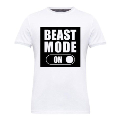1 - Gym Brute Beast Mode T Shirt,  White  Medium 