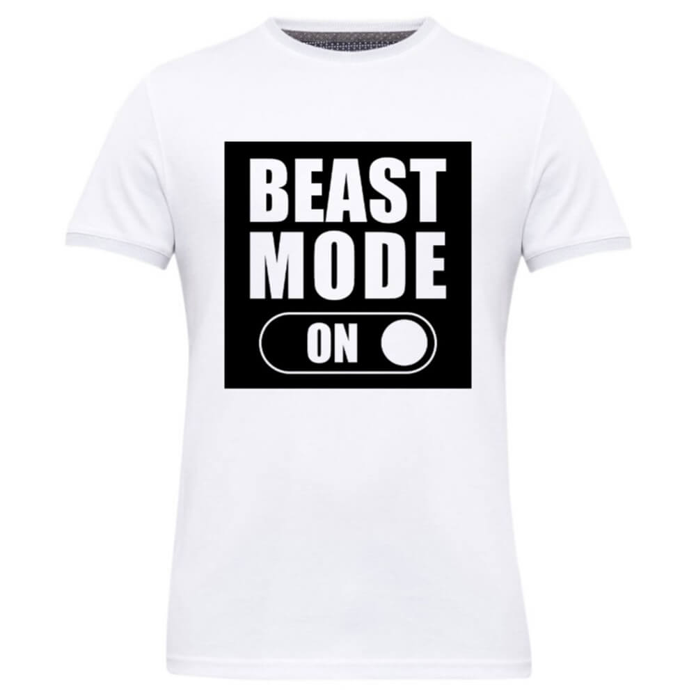 1 - Gym Brute Beast Mode T Shirt,  White  Medium 