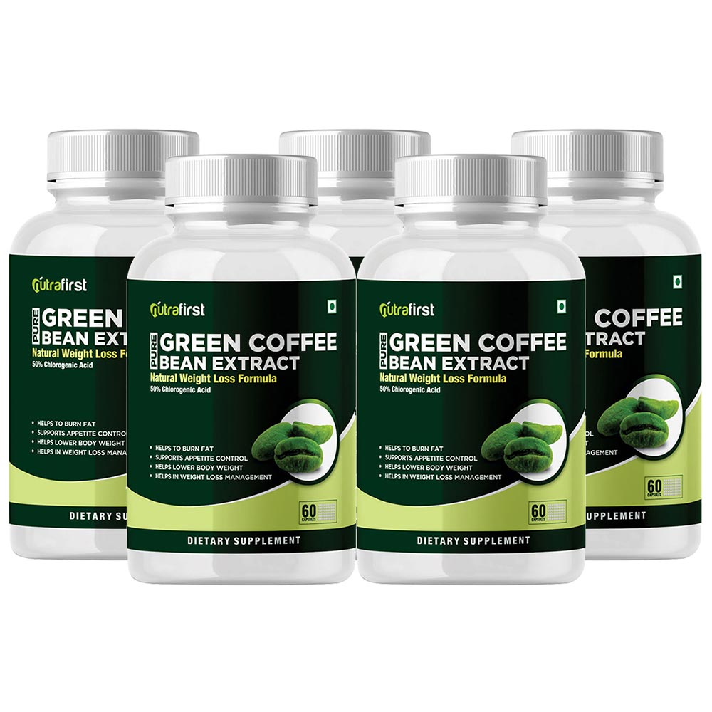 NutraFirst Pure Green Coffee Bean Extract 60 capsules Pack of 5