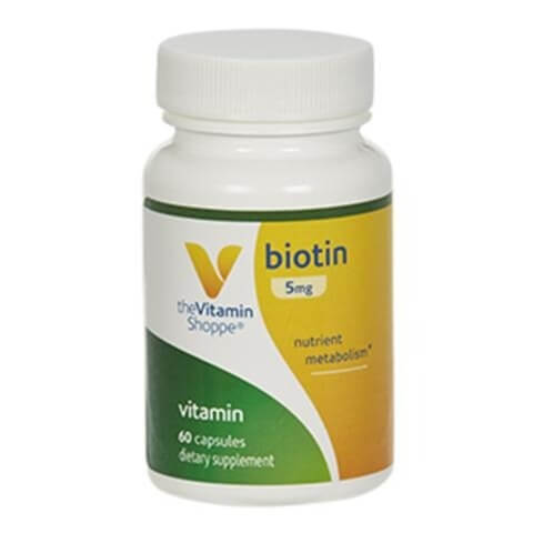 The Vitamin Shoppe Biotin (5 mg),  Unflavoured  60 capsules 