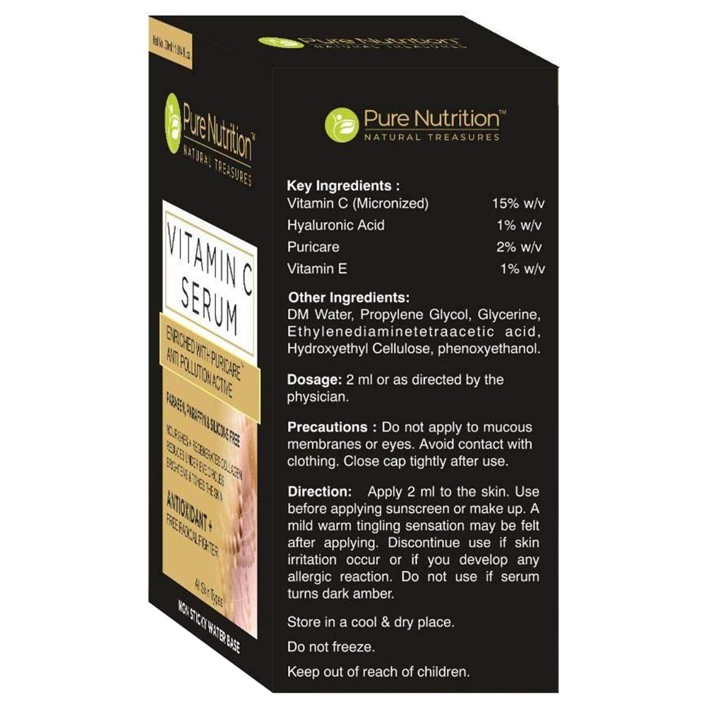 ingredients - Pure Nutrition Vitamin C Serum,  30 ml  for All Skin Types 