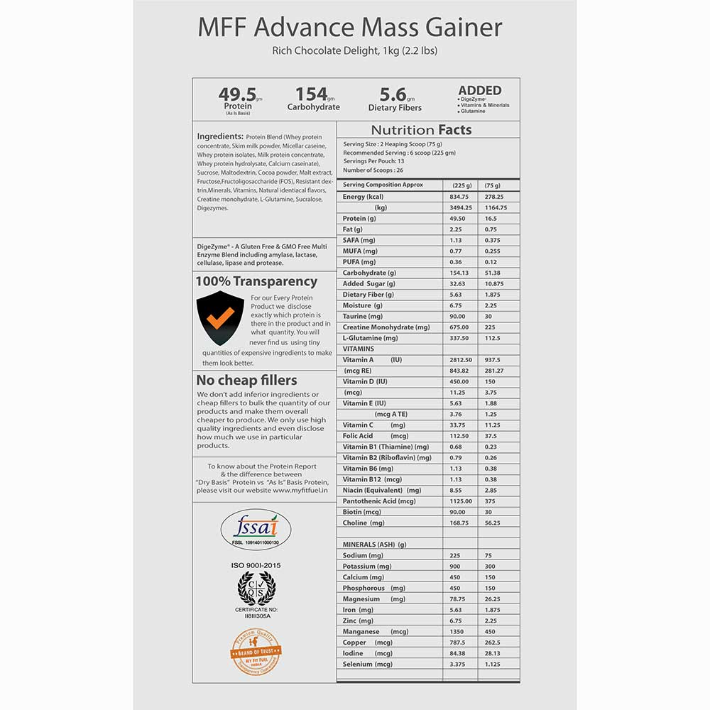 Supplement - MyFitFuel Advance MFF Mass Gainer,  2.2 lb  Rich Chocolate Delight 