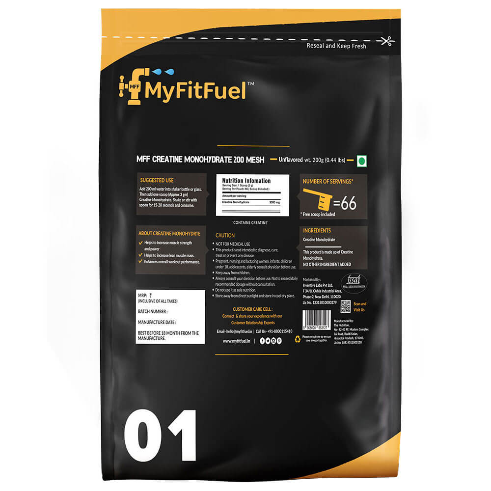 supplementinfo - MyFitFuel Creatine Monohydrate 200 Mesh,  Unflavoured  0.44 lb 