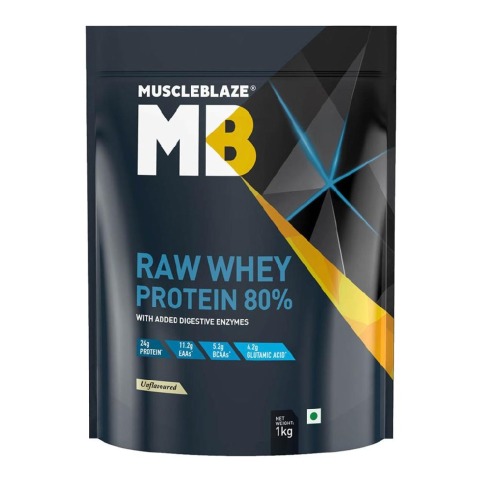 New - MuscleBlaze Raw Whey Protein, 2.2 lb Unflavoured