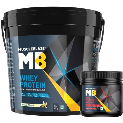 MuscleBlaze Pre Workout Ripped & Whey Protein Combo