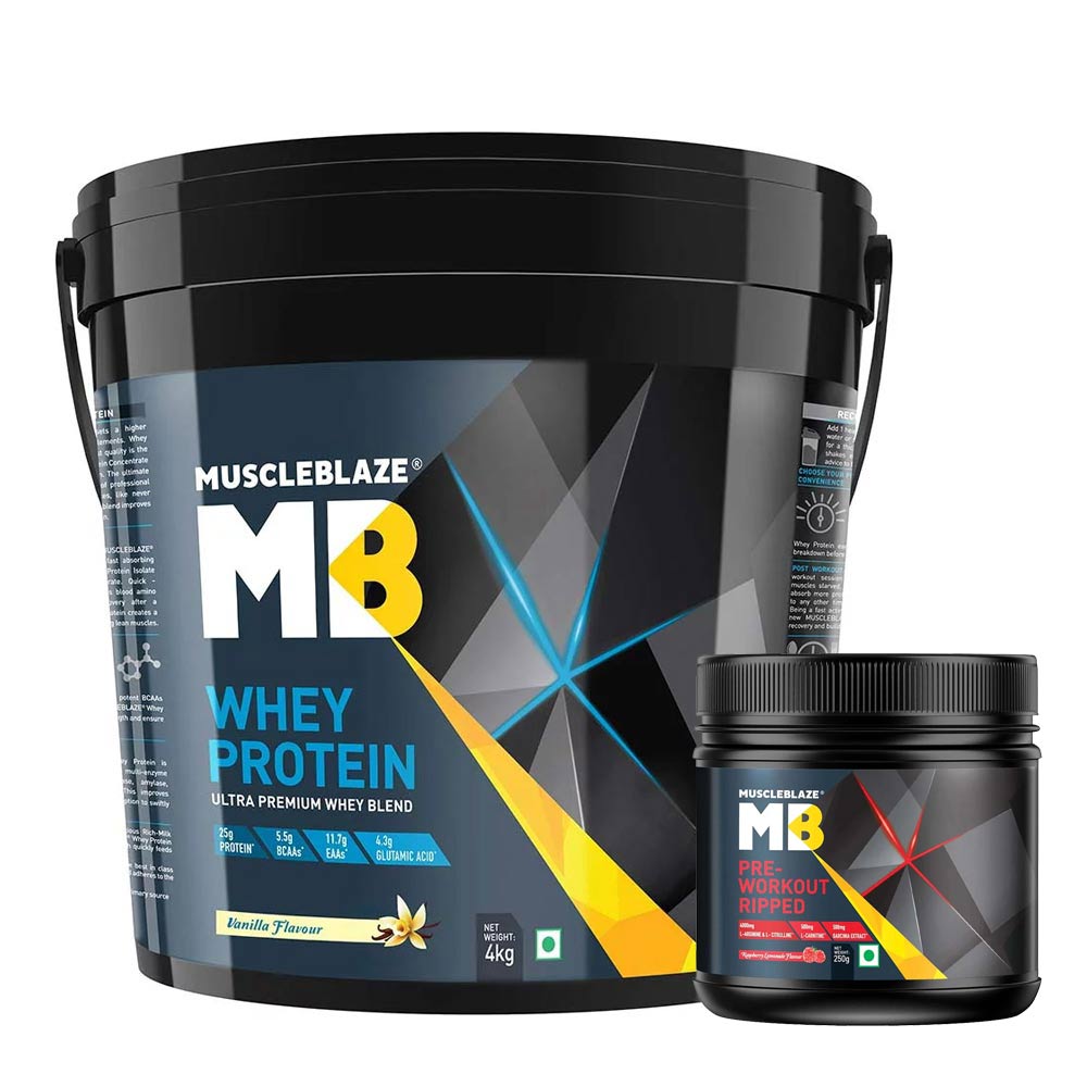 MuscleBlaze Pre Workout Ripped & Whey Protein Combo