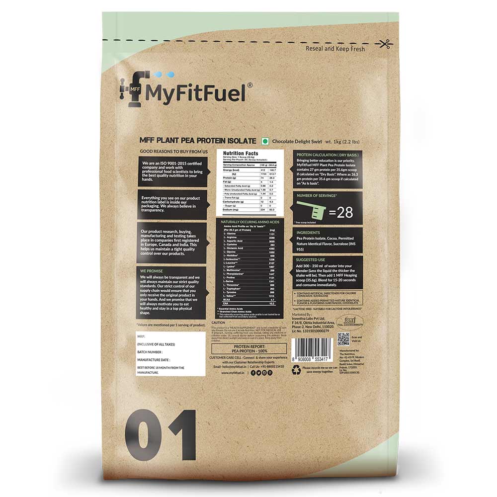 Back - MyFitFuel MFF Plant Pea Protein Isolate,  2.2 lb  Chocolate Delight Swirl 
