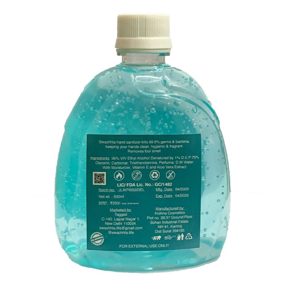 2 - Swachhta Instant Hand Sanitizer Gel Refill Pack,  Fragrance Free  500 ml  Kills 99.99% of Germs with Moisturizer & Vitamin E 