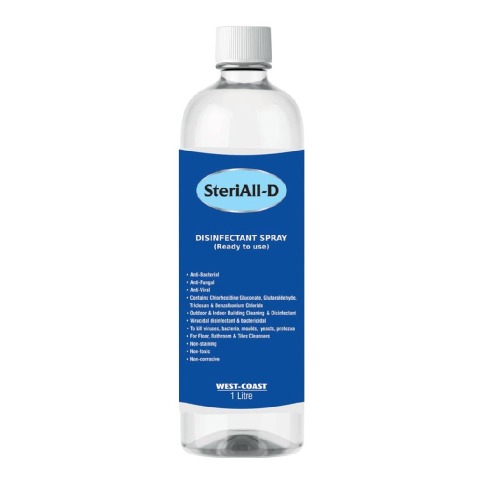 West Coast SteriAll-D Surface Disinfectant Spray,  Fragrance Free  1 L  Protection from Germs 