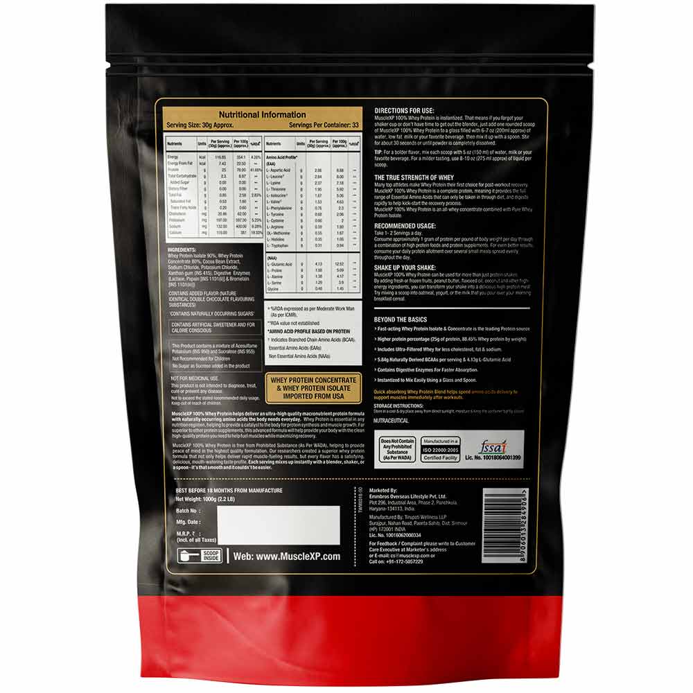 1 - MuscleXP 100% Whey Protein with Digestive Enzyme,  2.2 lb  Double Chocolate 
