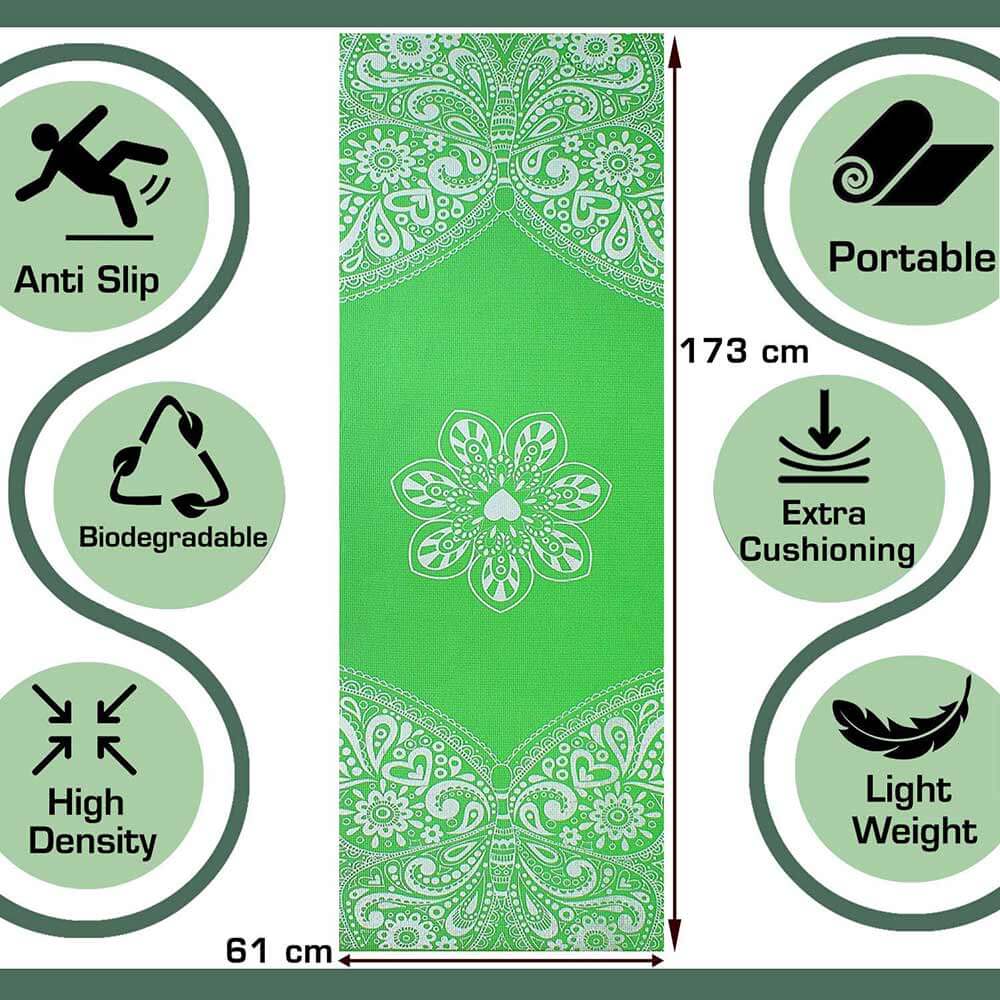 2 - Strauss Meditation Butterfly Yoga Mat,  Green  5 mm 