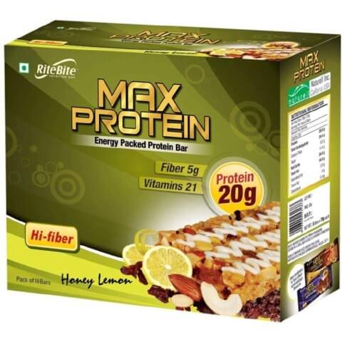 RiteBite Max Protein Bar, 18 Piece(s)/Pack Honey Lemon RiteBite Max Protein Bar, 18 Piece(s)/Pack Honey Lemon