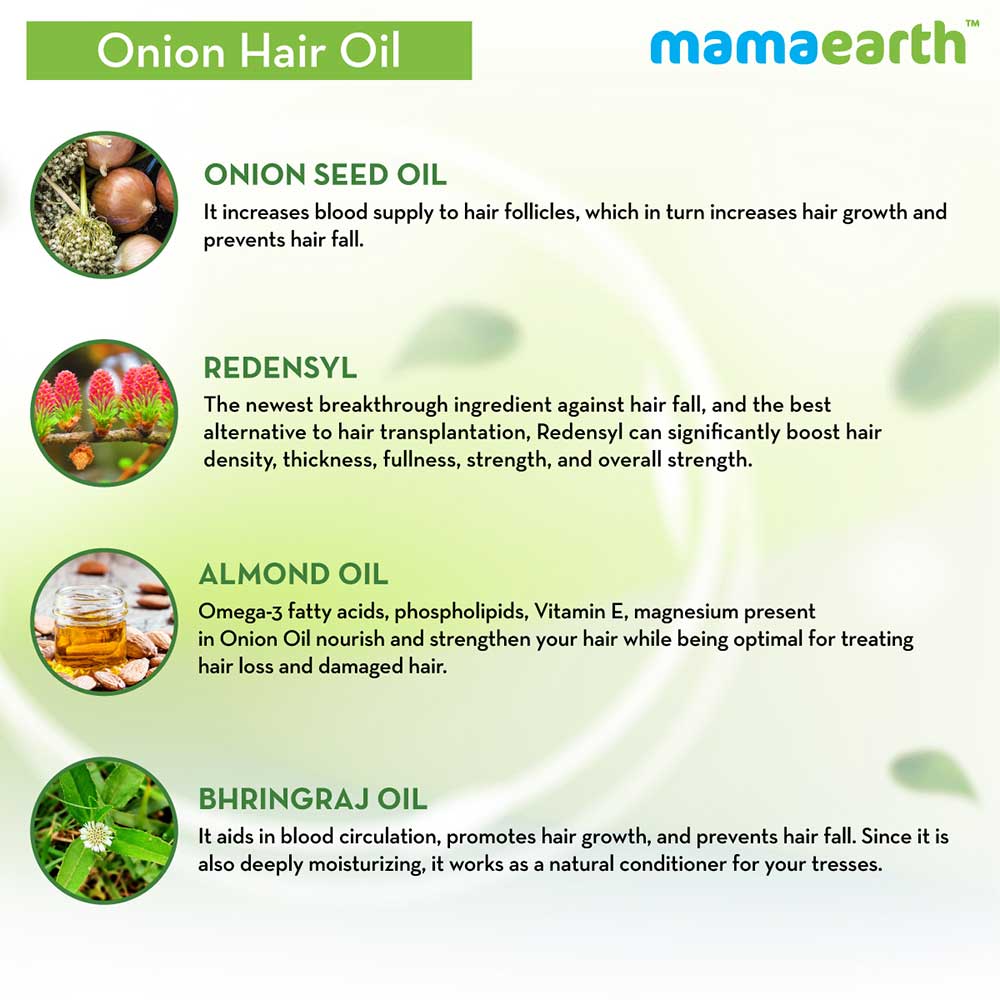 Benefit - Mamaearth Onion Hair Oil,  250 ml  with Onion Oil Redensyl for Hair Fall Control 
