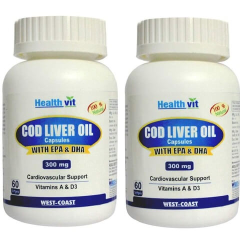 Healthvit Cod Liver Oil (EPA & DHA) (Pack of 2), 60 softgels Healthvit Cod Liver Oil (EPA & DHA) (Pack of 2), 60 softgels