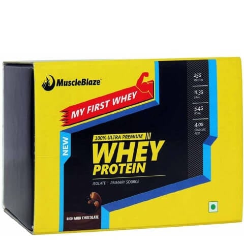 MuscleBlaze My First Whey,  5 sachets/pack  Rich Milk Chocolate 