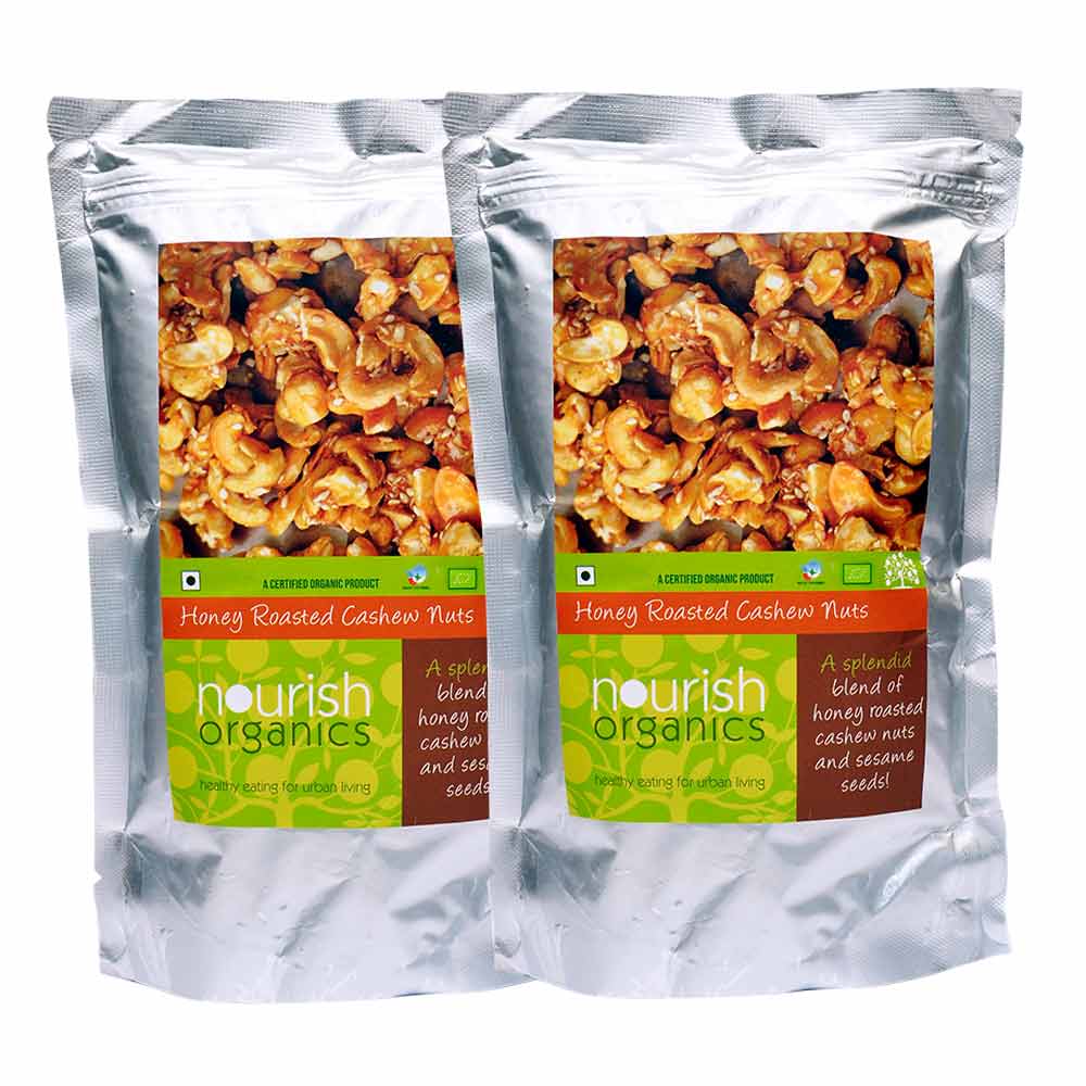 Nourish Organics Honey Roasted  Cashew Nuts (Pack of 2),  120 g  Unflavoured 