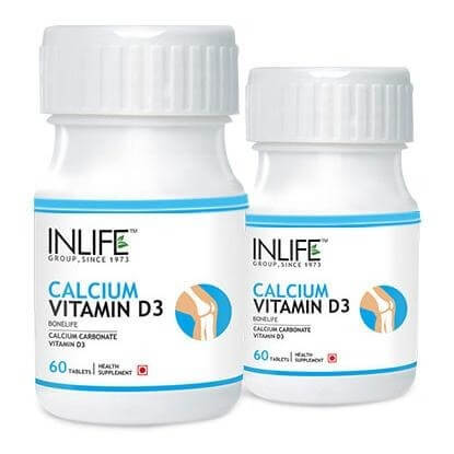 INLIFE Calcium + Vitamin D3 (Pack of 2), Unflavoured 60 tablet(s) INLIFE Calcium + Vitamin D3 (Pack of 2), Unflavoured 60 tablet(s)