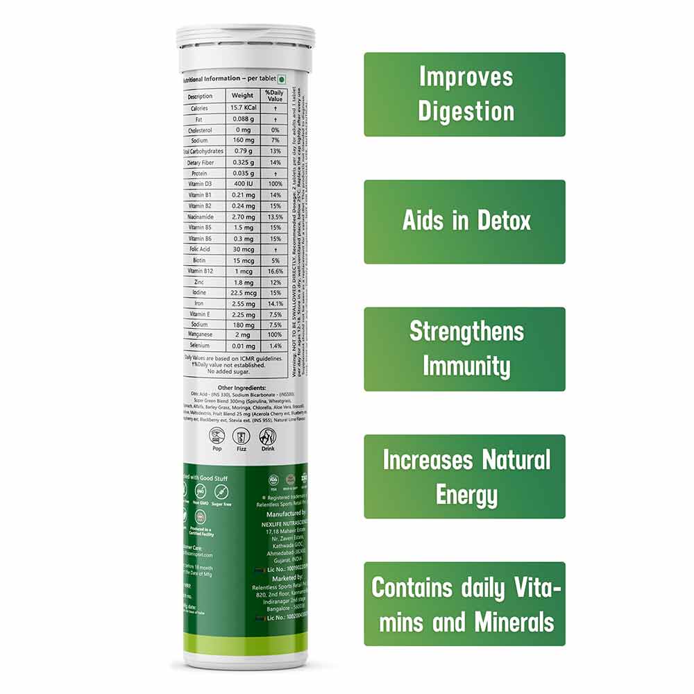 nutritioninfo - Azani Active Nutrition Super Greens,  15 tablet(s)  Green Lime (Pack of 3) 