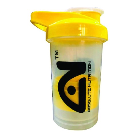 1 - Absolute Nutrition Shaker,  Transparent and Yellow  600 ml 