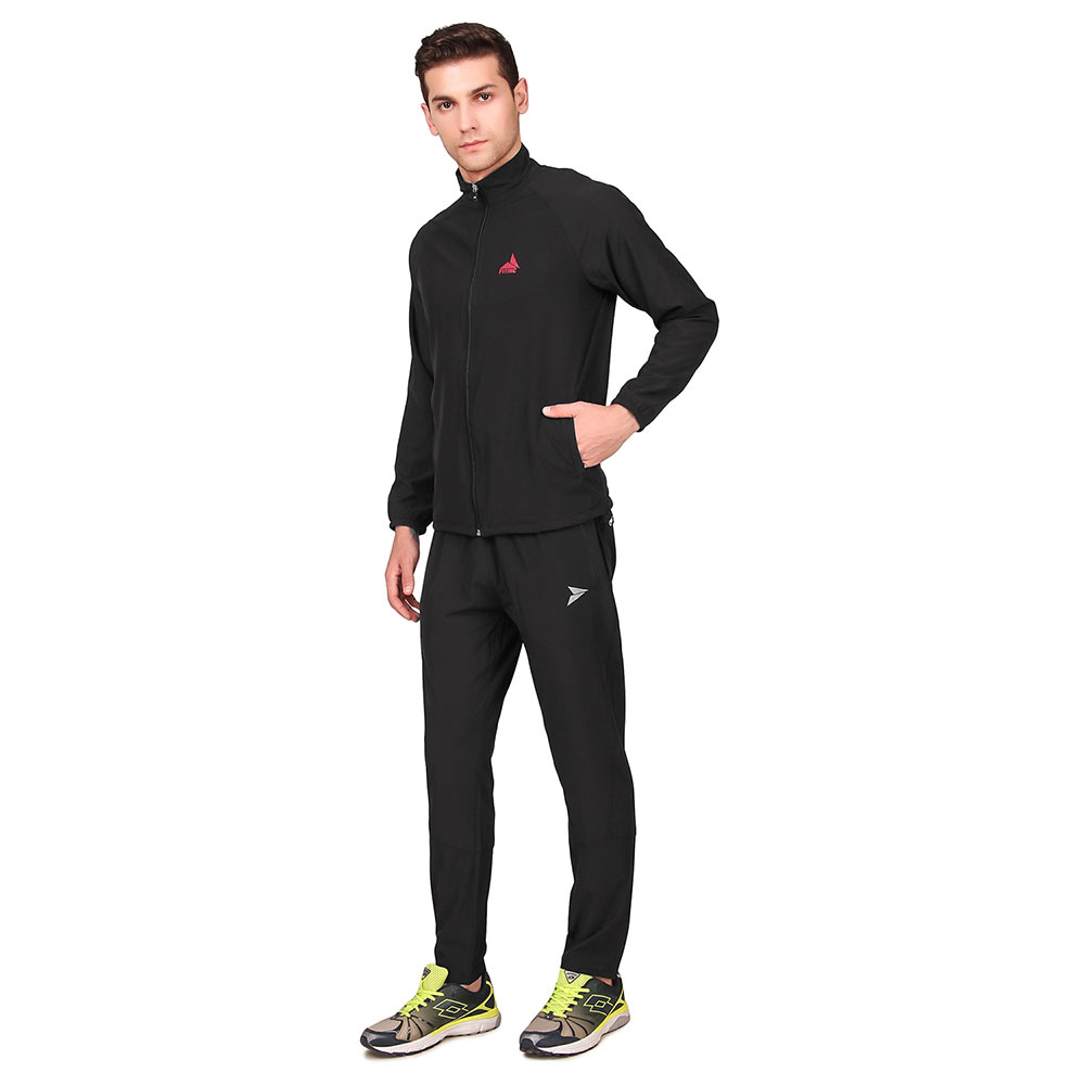 1 - Fitinc Men's Polycotton Regular Fit Track Suit with Two Zipper Pockets,  Black  XXL 