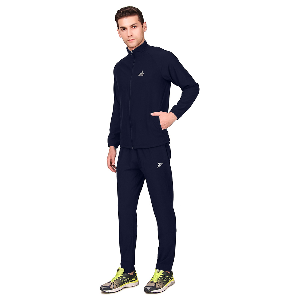 4 - Fitinc Men's Polycotton Regular Fit Track Suit with Two Zipper Pockets,  Navy Blue  Small 