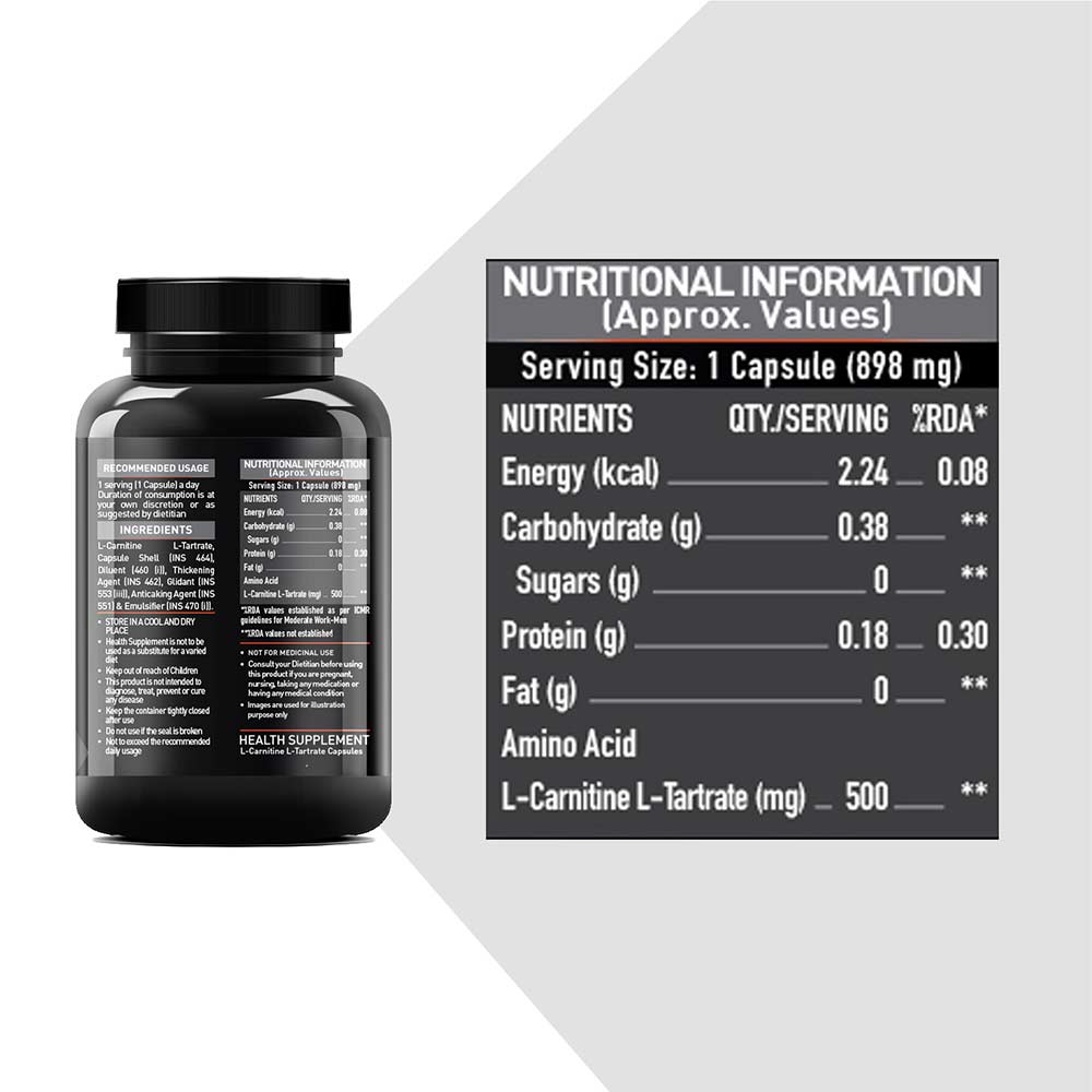 MuscleBlaze LCarnitine LTartrate [Fat Burner] 60 Capsules