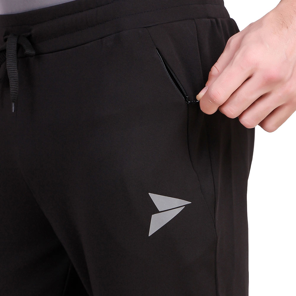 7 - Fitinc Dobby Stretchable Trackpant for Men with Two Zipper Pockets,  Black  XL 