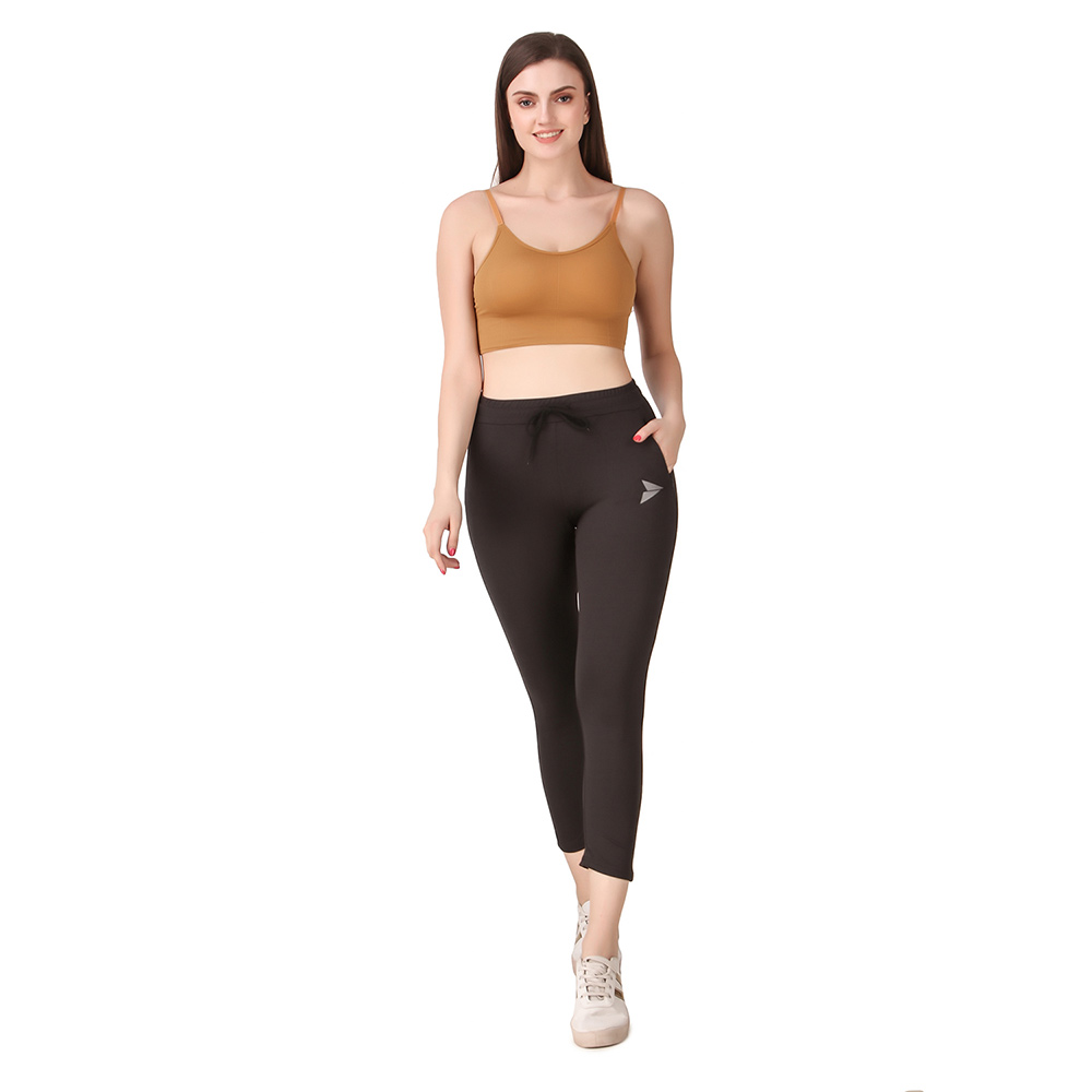 1 - Fitinc Premium Stretchable Trackpant with Zippers Pockets for Women,  Black  Medium 