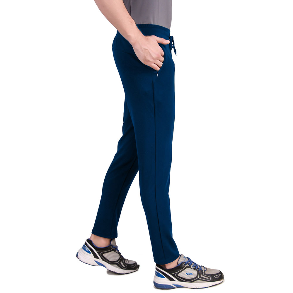 4 - Fitinc Dobby Stretchable Trackpant for Men with Two Zipper Pockets,  Air Force Blue  XL 