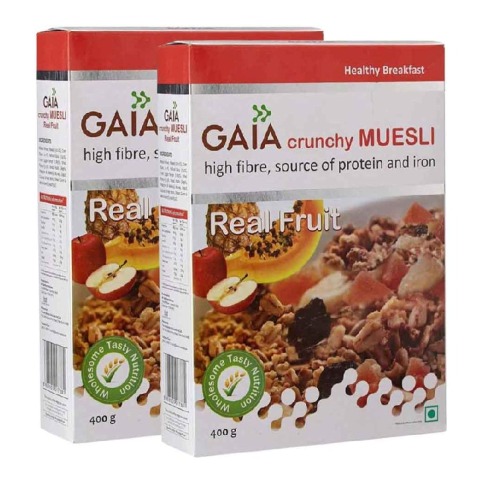 GAIA Muesli Real Fruit, Fruits 0.400 kg - Pack of 2 GAIA Muesli Real Fruit, Fruits 0.400 kg - Pack of 2