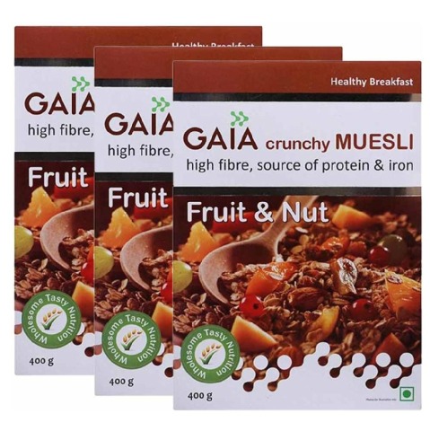 GAIA Muesli Fruit & Nut, Unflavoured 0.4 kg - Pack of 3 GAIA Muesli Fruit & Nut, Unflavoured 0.4 kg - Pack of 3