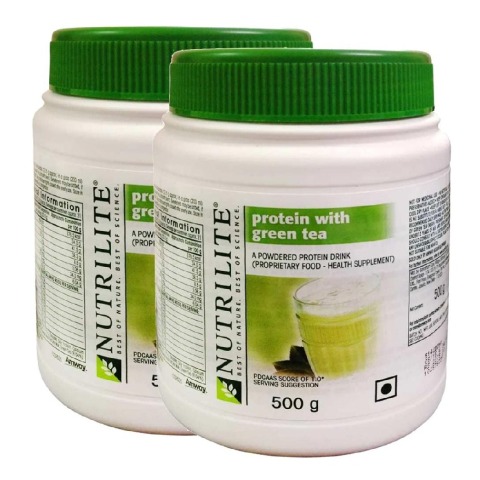 1 - Amway Protein Powder with Green Tea - Pack of 2,  1.1 lb  Unflavoured 