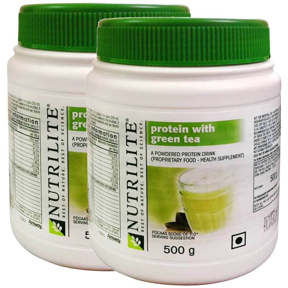 1 - Amway Protein Powder with Green Tea - Pack of 2,  1.1 lb  Unflavoured 