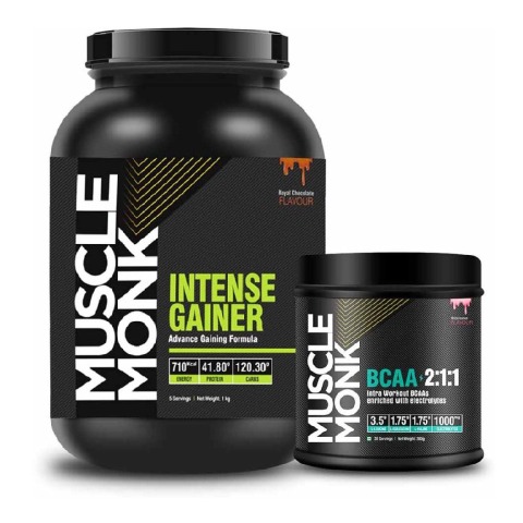 1 - Muscle Monk Intense Mass Gainer with BCAA 2:1:1 (Watermelon, 300g, 30 Servings), 2.2 lb Royal Chocolate