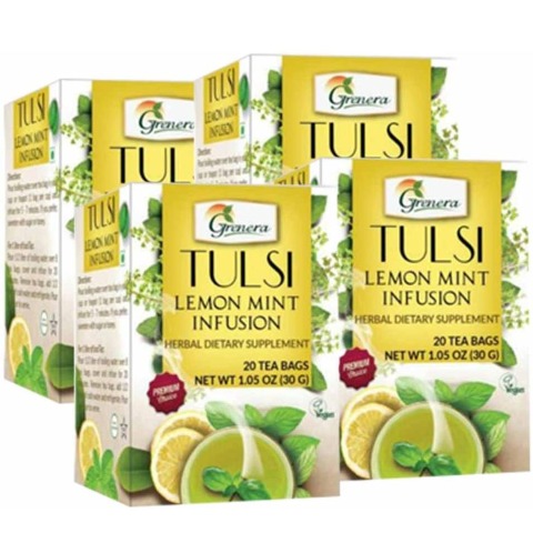 Grenera Tulsi Lemon Mint Infusion, Tulsi,Lemon & Mint 20 Piece(s)/Pack - Pack of 4 Grenera Tulsi Lemon Mint Infusion, Tulsi,Lemon & Mint 20 Piece(s)/Pack - Pack of 4
