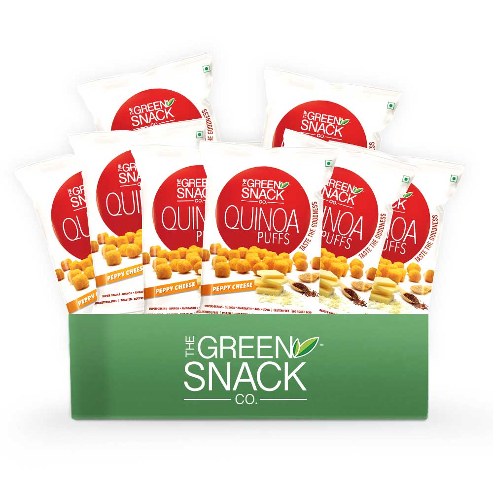 1 - The Green Snack Co. Quinoa Puffs - Pack of 8,  Peppy Cheese  50 g 